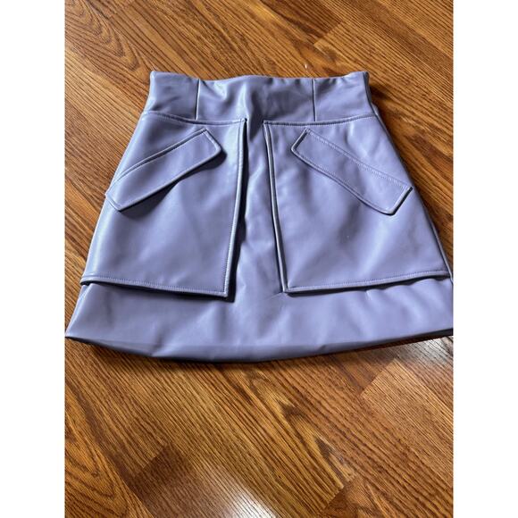 ANKVAS periwinkle cherry faux leather mini skirt size 2 / XS - Picture 4 of 13